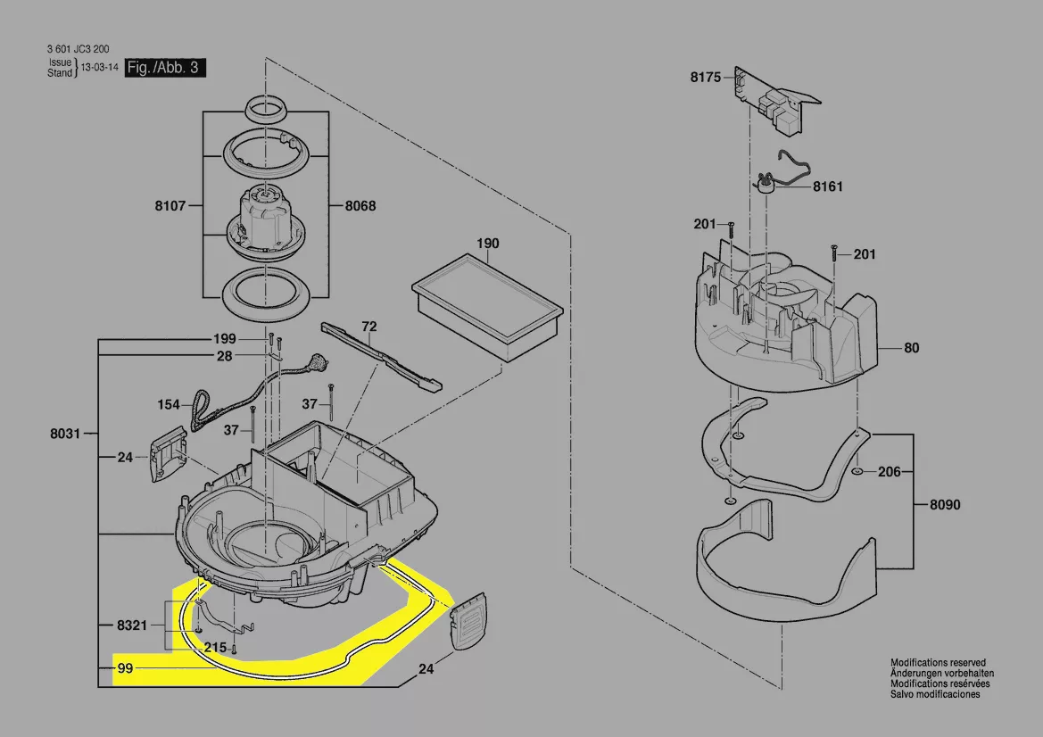 joint corde cuve réf. 2 609 200 424 BOSCH